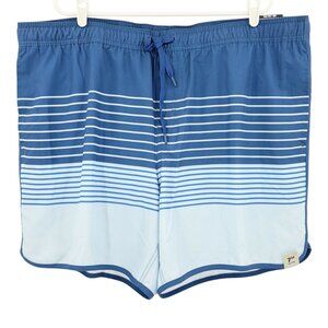 George Men Blue Striped Quick Dry Swim Shorts UPF 50 Elastic Waist 3XL 48-50 NWT